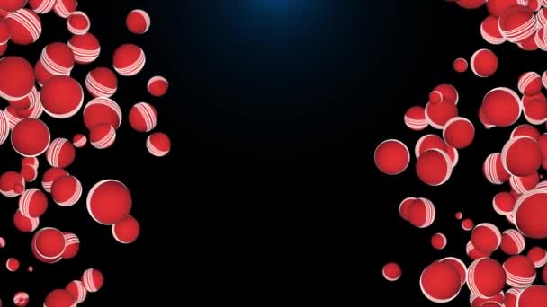 Animation of falling cricket balls on black background and filling. cricket bat wallpaper, ball game, cricket ball - Video