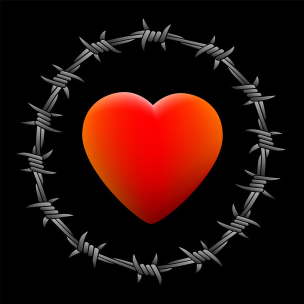 Corazón de alambre de púas Negro
 - Vector, Imagen