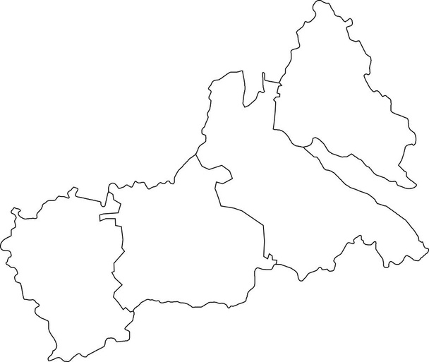 White flat blank vector map of raion areas of the Ukrainian administrative area of CHERKASY OBLAST, UKRAINE with black border lines of its raions - Vector, Image