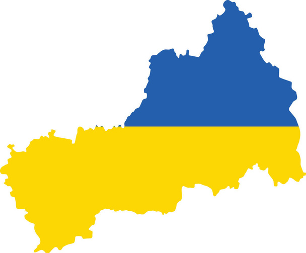 Flat vector map of the Ukrainian administrative area  of CHERKASY OBLAST combined with official flag of UKRAINE - Vector, afbeelding