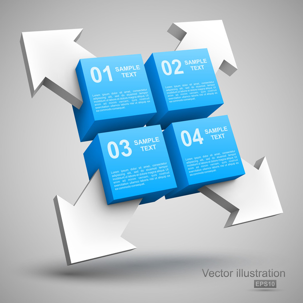 Modré kostky s šipkami 3d - Vektor, obrázek