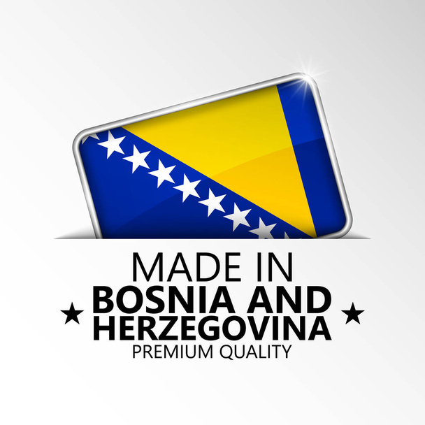 Fabriqué en Bosnie-Herzégovine graphique et étiquette. Élément d'impact pour l'utilisation que vous voulez en faire. - Vecteur, image