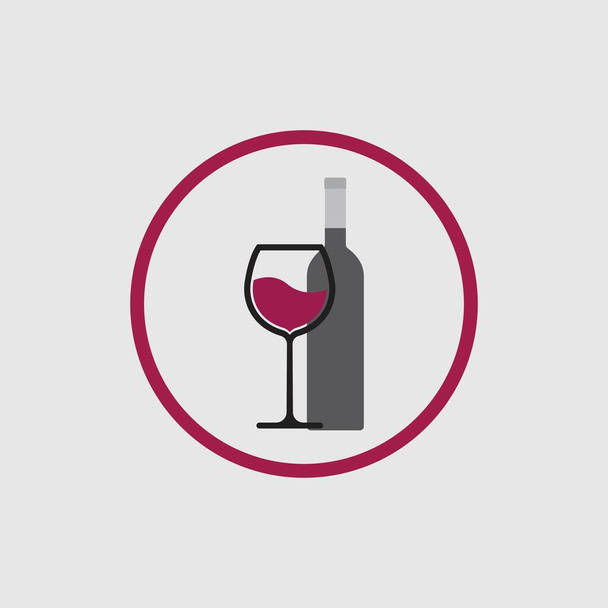 illustrazione vettore di vino logo modello di design su sfondo grigio - Vettoriali, immagini