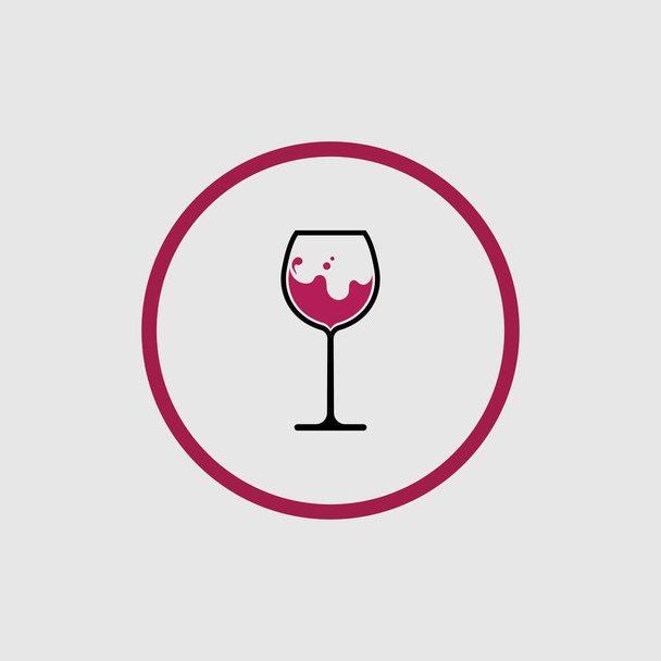 illustrazione vettore di vino logo modello di design su sfondo grigio - Vettoriali, immagini