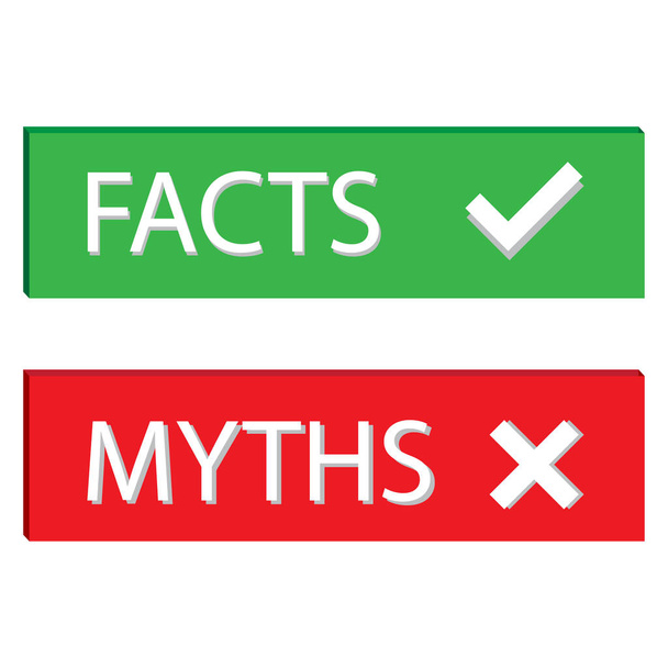 Web template with facts myths tick cross. Check mark icon. Vector illustration. stock image. - Vector, imagen