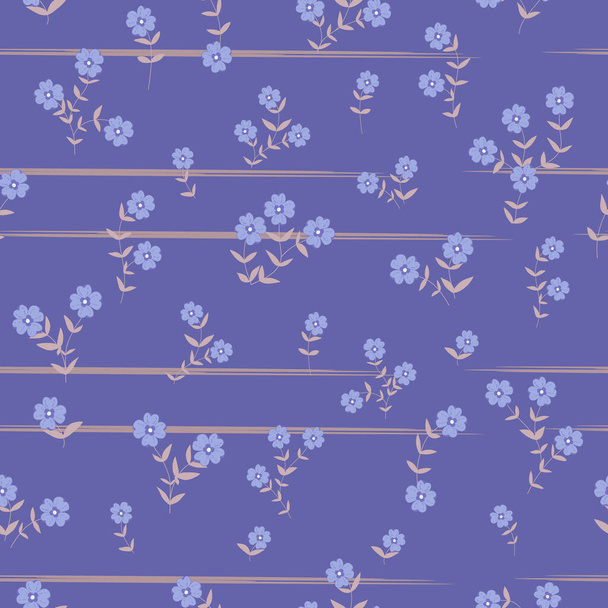 Seamless feedsack pattern in small flowers. Print for textile, wallpaper, covers, surface. Retro stylization. For fashion fabric. Pattern with purple flowers - Vector, imagen
