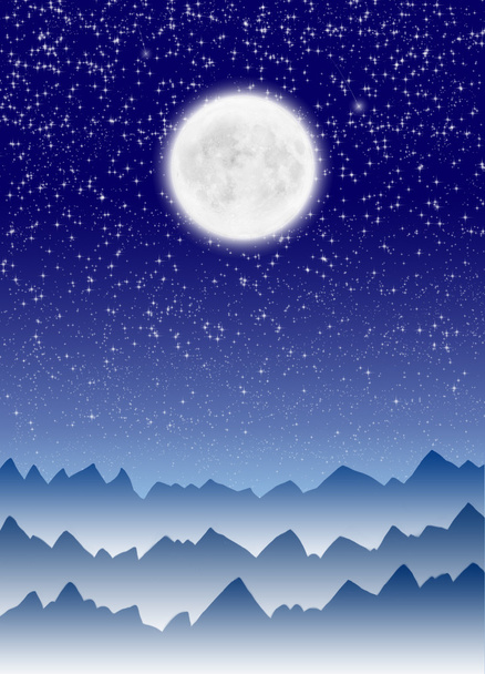 Abstract landscape with moon and mountain - Foto, Imagen