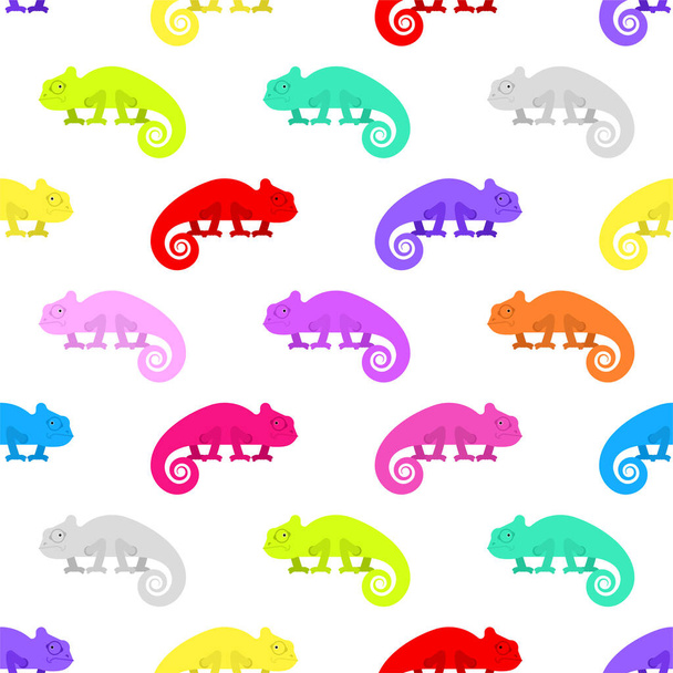 Chameleon pattern seamless. cartoon Reptile background. Baby fabric texture - ベクター画像