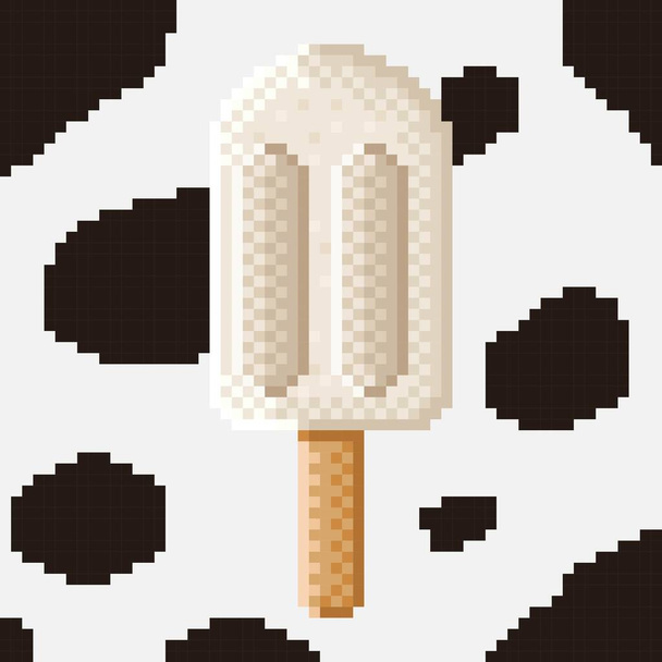 Milk ice cream stick pixel art. Vector illustration. - Vektor, obrázek