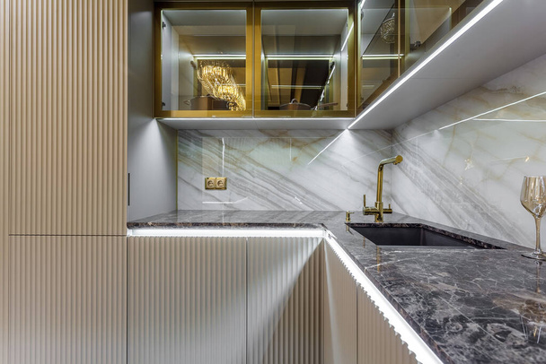 Luxury Kitchen Design, italian marble and granite countertop - Фото, изображение