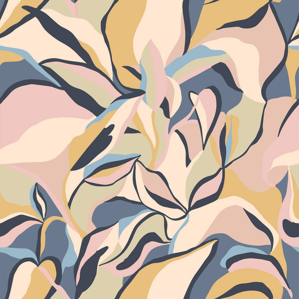 Vector abstract leaf and modern shapes drawing illustration seamless repeat pattern fashion and home decor print fabric digital artwork - Vektör, Görsel