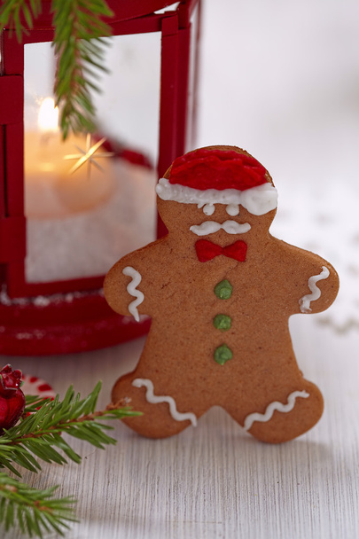 Christmas Decorations with Gingerbread cookie man - Zdjęcie, obraz
