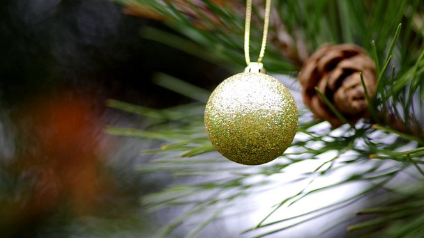 Weihnachtsdekoration an Nadelbäumen - Filmmaterial, Video