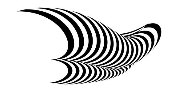 Waving flag as a brush stroke with zebra texture. Vest striped with fabric Black and white stripes curved in a bizarre way with waves curving along the trajectory. - ベクター画像