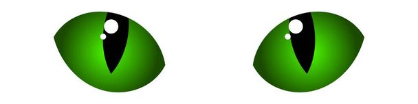 Симпатичные зеленые кошачьи глаза иллюстрация изолирована на белом фоне. Векторная EPS 10 - Вектор,изображение