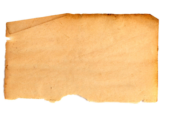 Vintage damaged paper sheet isolated on white background. - Photo, Image