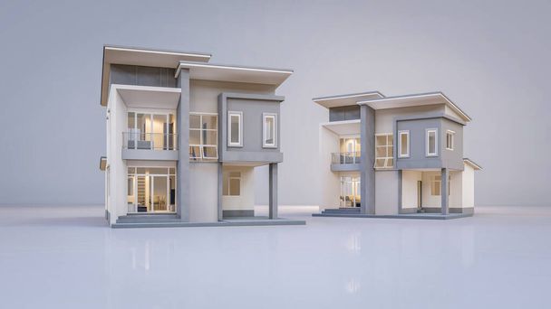 3D rendering illustration of modern house  - 写真・画像