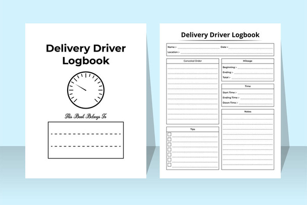 Delivery driver KDP interior notebook. Delivery information and driver activity tracker interior. KDP interior logbook. Online shopping details and customer record checker template. - Vetor, Imagem