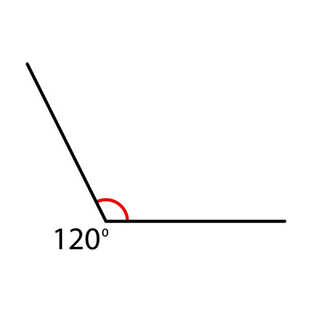 Obtuse Angle 130 Degrees. Vector Illustration. Math Teaching
