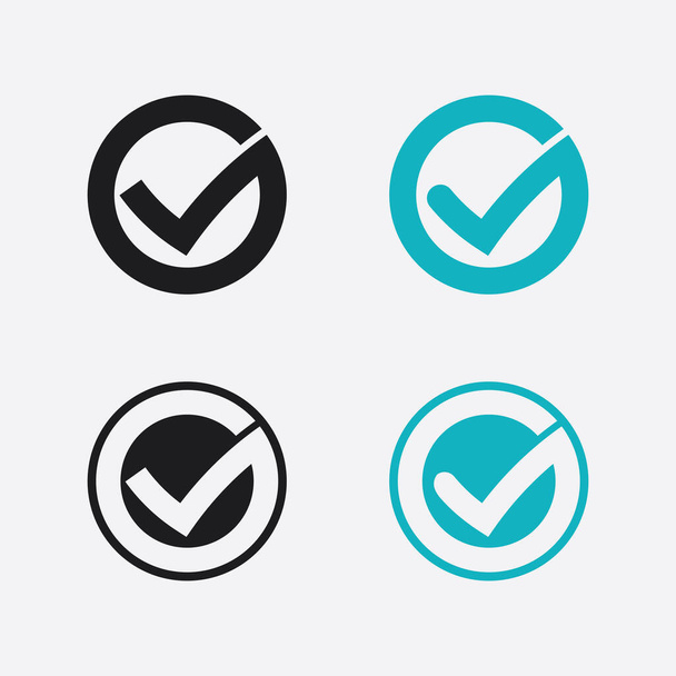 Checklist check mark logo vector or icon. Tick symbol in green color illustration. Accept okey symbol for approvement or cheklist design - Διάνυσμα, εικόνα