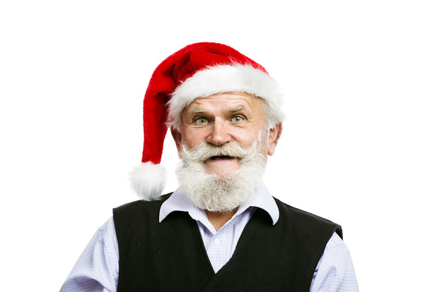 Old man in santa hat - Foto, imagen
