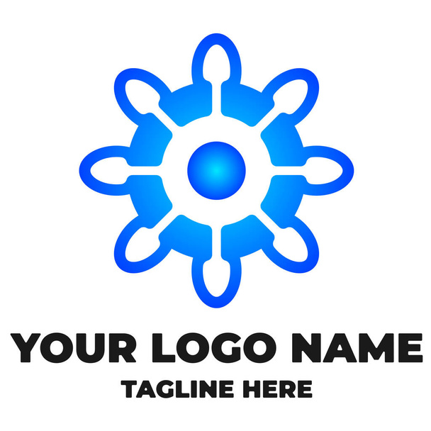 blu bersaglio tecnologia sinergia logo icona vettoriale illustrazione design - Vettoriali, immagini