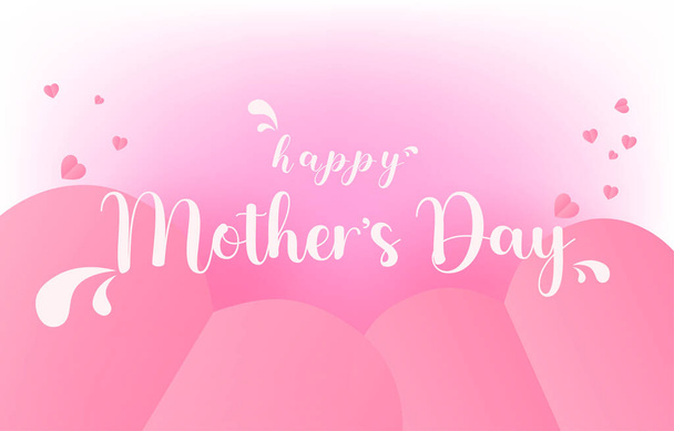 Mother's Day greeting card banner vector with 3d flying hearts pink papercut.symbol of love and handwritten letters on pink background. - Vetor, Imagem