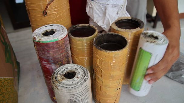 Petasan or firecracker, dynamite, explosives. Traditional firecrackers made of paper rolls - Foto, immagini
