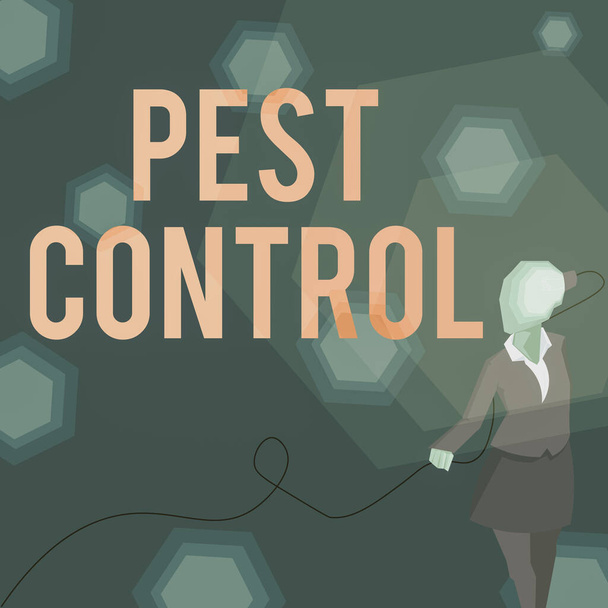 Inspiration showing sign Pest Control. Business idea Killing destructive insects that attacks crops and livestock Lady wearing suit with a head full of ideas represented by a light bulb. - Photo, Image