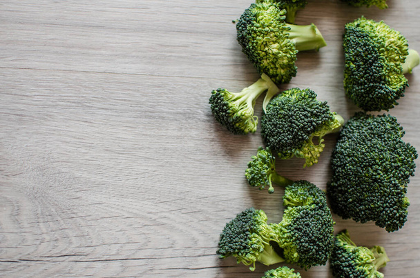 young green broccoli inflorescences are valuable sources of useful and important substances for the body. - Foto, Imagem