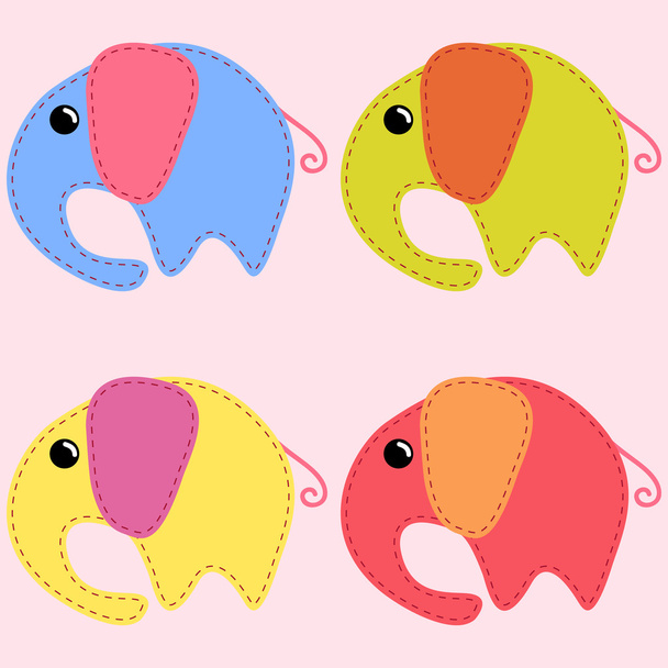 Colored handmade elephants - Vector, Image