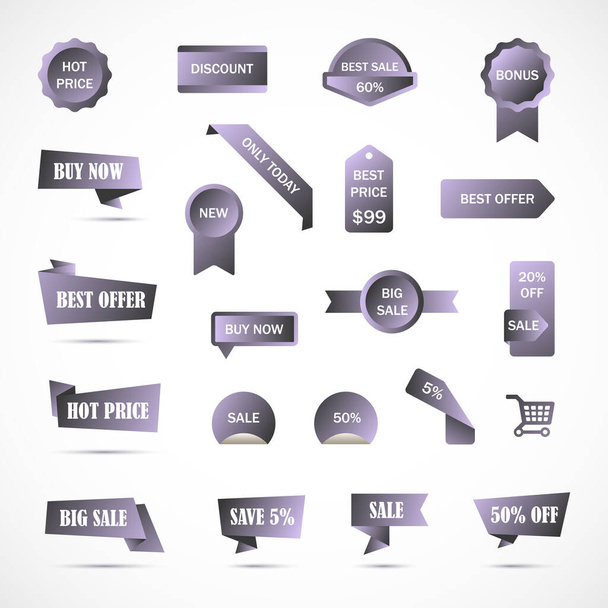 Vector stickers, price tag, banner, label. Coupon sale, offers and promotions vector template. Shop price tag, retail, commerce, business - Vector, afbeelding