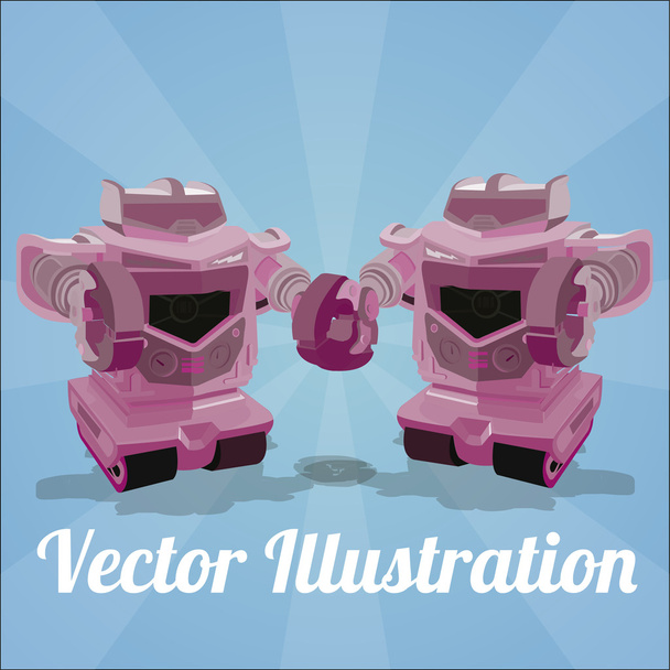 robot poster couple on a blue background - Vecteur, image