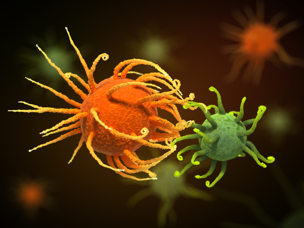 Lutte entre bactéries ou virus. Illustration Fantasy Science
 - Photo, image