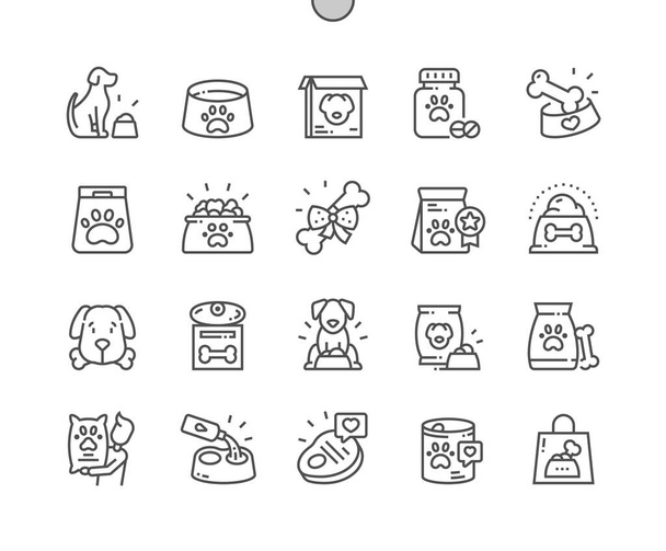 Dog food. Favorite canned food. Pets shop. Pixel Perfect Vector Thin Line Icons. Simple Minimal Pictogram - Wektor, obraz
