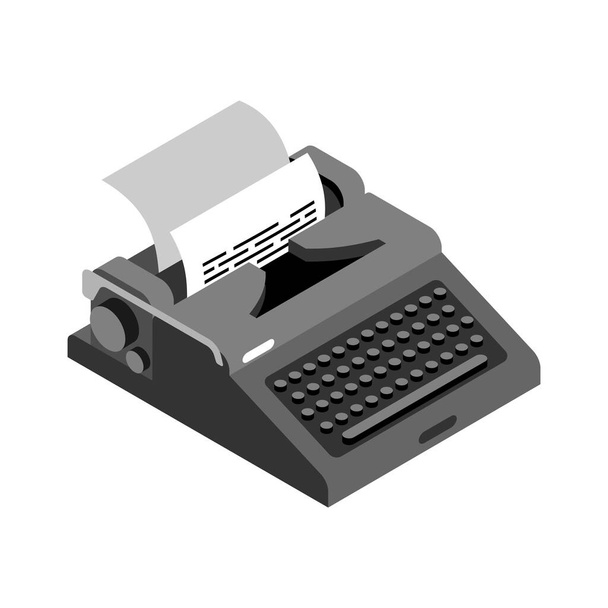 Typewriter Isometric Icon - Vetor, Imagem