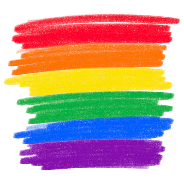 Vector textured rainbow pastel, color pencil, crayon stroke, colorful stripes in color of LGBT community. Artistic hand drawn background template, design element for Pride Month, LGBTQ celebration - Vettoriali, immagini