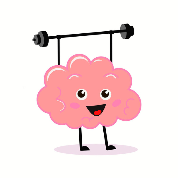 Pink color smile brain weights on white background. Very strong cartoon brain concept - Vector, afbeelding