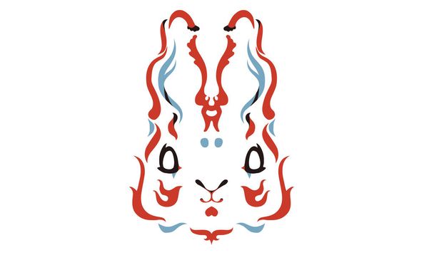 Illustration of rabbits designed like Kabuki - Vetor, Imagem