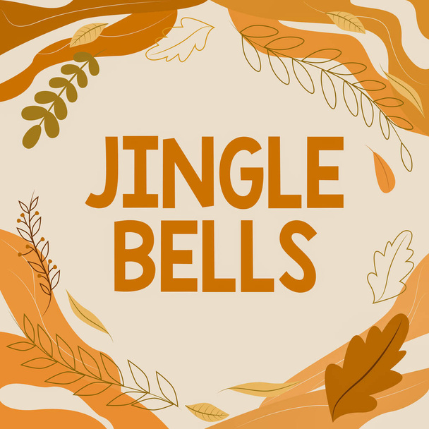 Handwriting text Jingle Bells. Business showcase Most famous traditional Christmas song all over the world Blank Frame Decorated With Abstract Modernized Forms Flowers And Foliage. - Foto, immagini