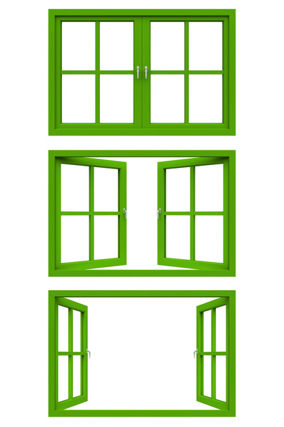 grüner Fensterrahmen - Foto, Bild