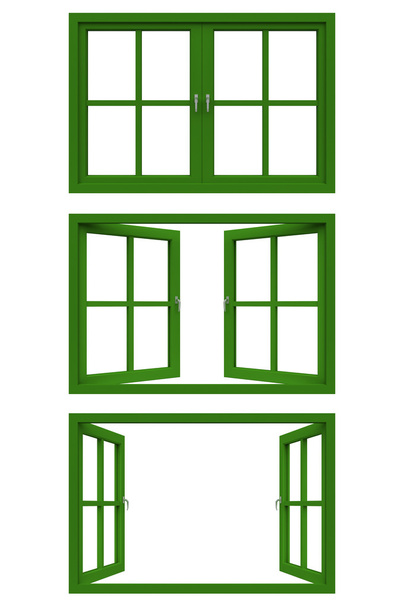 Quadro de janela verde escuro
 - Foto, Imagem