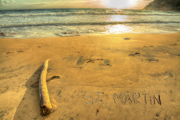 st. martin écriture au coucher du soleil
 - Photo, image