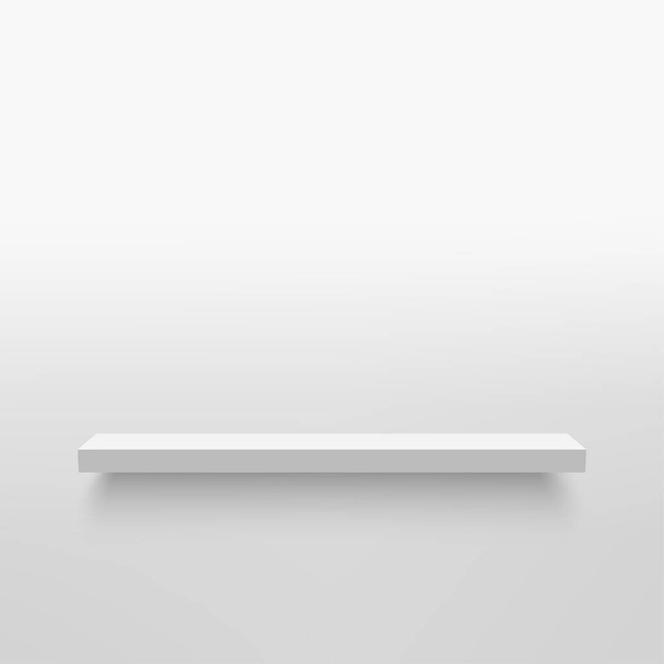 Empty white shelf on white wall. Vector - Vector, Image