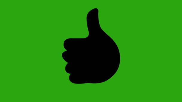 Loop animation της μαύρης σιλουέτας ενός χεριού με τον αντίχειρα προς τα πάνω, σε ένα πράσινο χρωματικό βασικό φόντο - Πλάνα, βίντεο