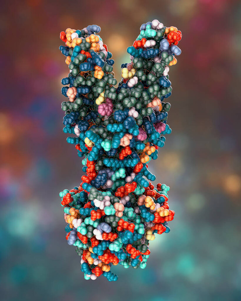 Wielolekowa cząsteczka transportera, która powoduje oporność wielolekową w komórkach bakteryjnych i nowotworowych, ilustracja 3D - Zdjęcie, obraz