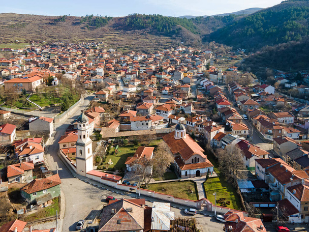 Amazing Aerial view of town of Bratsigovo, Pazardzhik region, Bulgaria - Фото, зображення