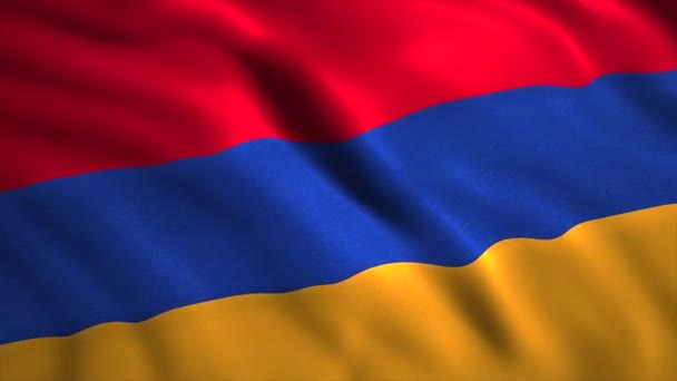 Armenian lippu. Motion.Motion. Kolmivärinen lippu, joka koostuu punaisesta sinisestä ja oranssista sävystä, joka heiluu kuin tuulessa. - Materiaali, video