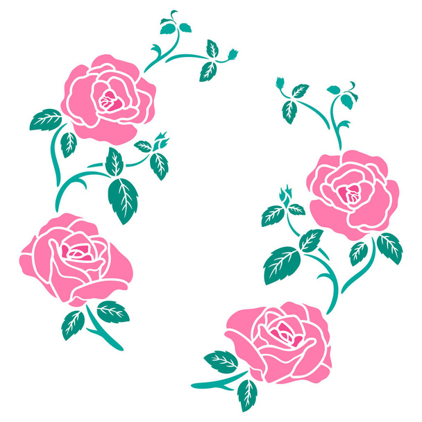 flat rose flower decoration vector illustration background - Vector, Image