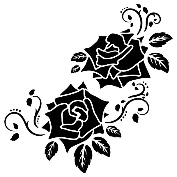 silhouette rose noire décoration fleur vectoriel illustration fond - Vecteur, image